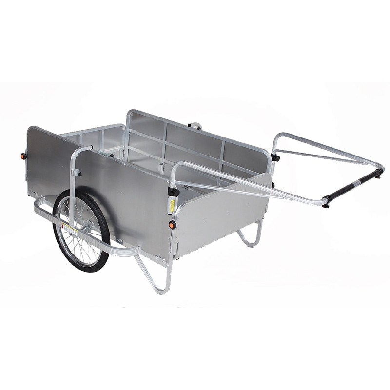 ハラックス コンパック アルミ製 折り畳み式リヤカー 全面アルミパネル付 HC-1208NA-4P ノーパンクタイヤ