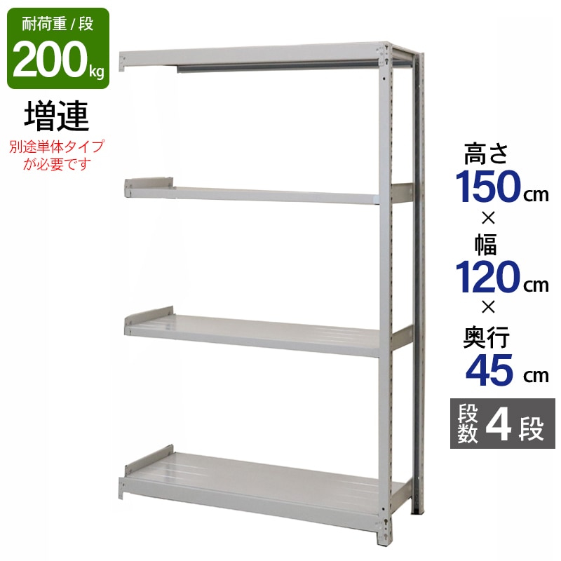 軽中量ラック　耐荷重150kgタイプ　単体　間口1800×奥行600×高さ900mm　3段　アイボリー 代引き不可 軽中量ラック 耐荷重150kgタイプ 単体 間口1800×奥行600×高さ900mm 3段