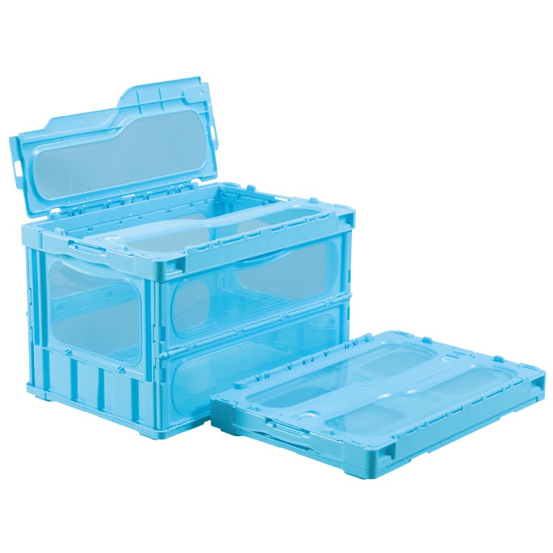 サカエ オリジナル色付き透明折りたたみコンテナー CL-50TMBL