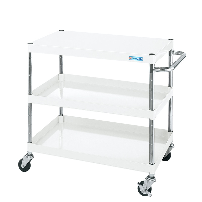 サカエ CSパールワゴン 軽量 抗菌パールホワイト ゴム車