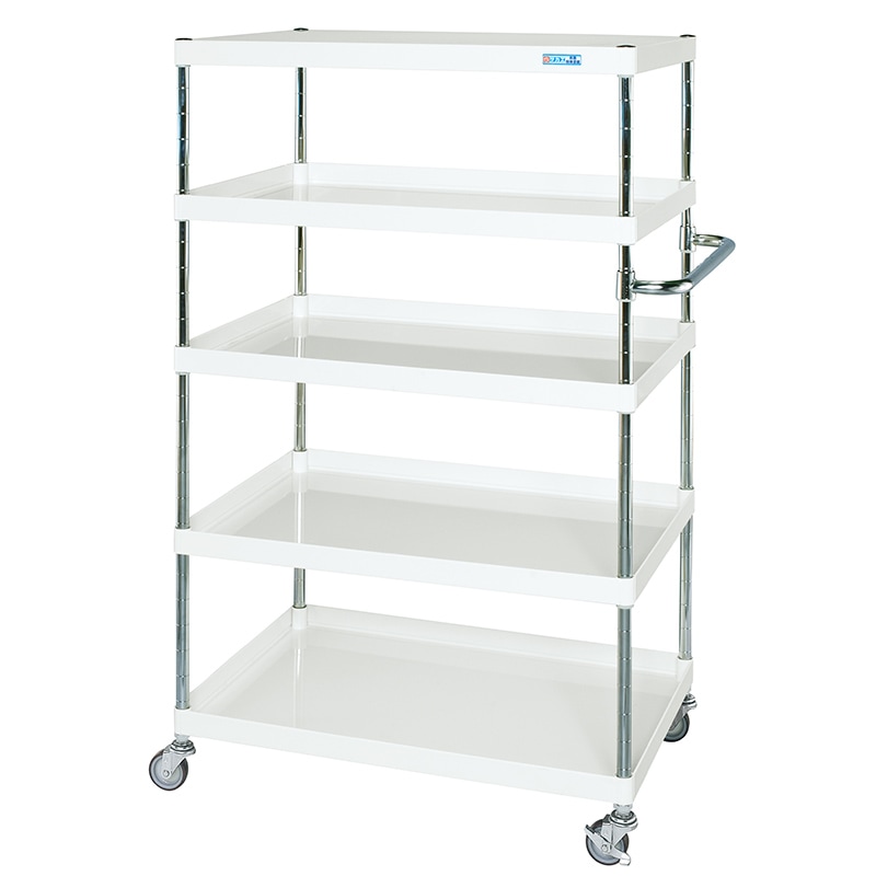 サカエ CSパールワゴン 軽量 抗菌パールホワイト ゴム車