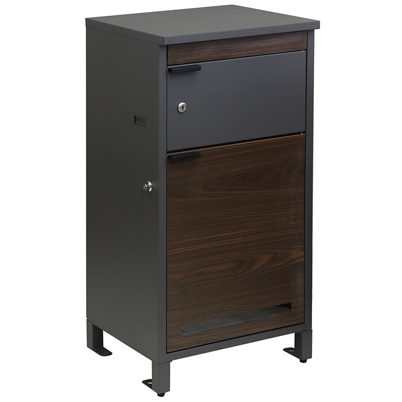 MOJYU モジュ 宅配ボックス付ポストMaisieメイジー PBX-057 ダークグレー/ブラウン木目