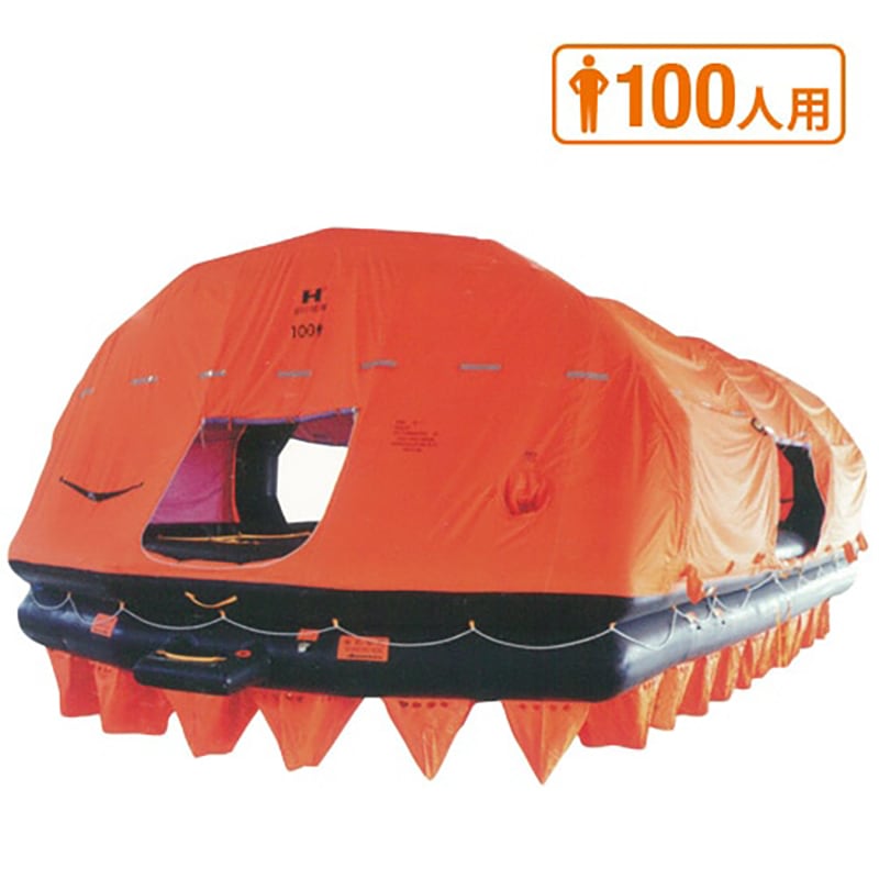 メテックス EX自動膨張救命いかだ(ゴムボート)100人用 コンテナ