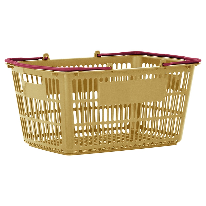 スーパーメイト 買い物カゴ SS-33E ベージュ×クレムゾンレッド 10個セット