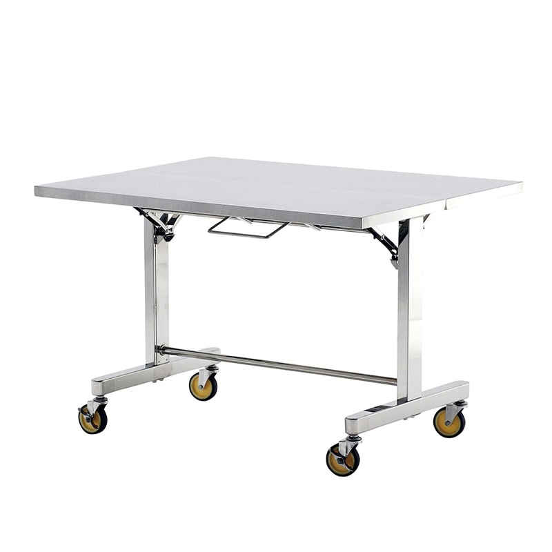 テックサス 甲板両面折りたたみ式ステンレス作業台 自立移動式 FT-W1290D