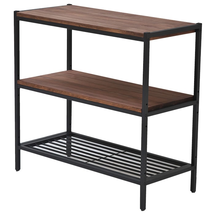 住まいスタイル 天然木製シェルフ3段 PR-860-3BRN