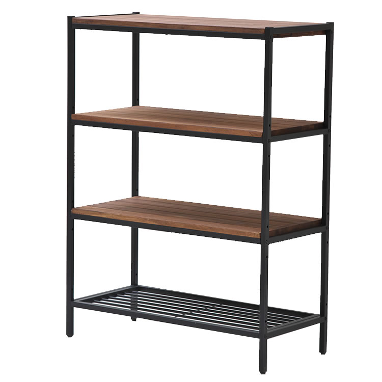 住まいスタイル 天然木製シェルフ4段 PR-860-4BRN