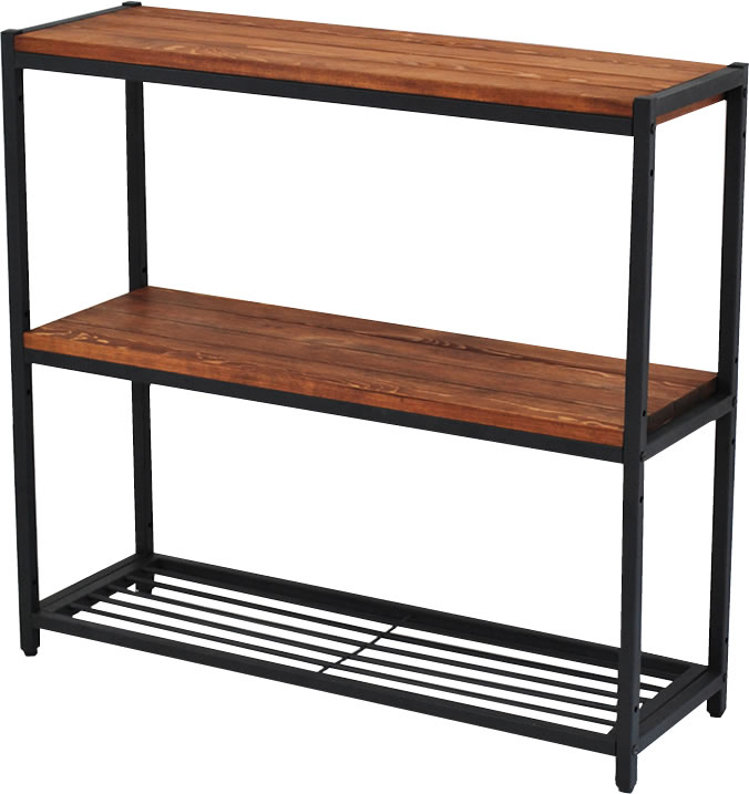 住まいスタイル 天然木製スリムラック3段 PR-860SL-3BRN