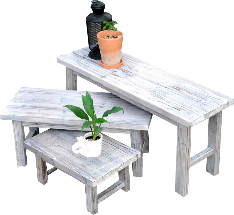 住まいスタイル ホワイトスツール風花台 3点セット ロータイプ YT-406080SS