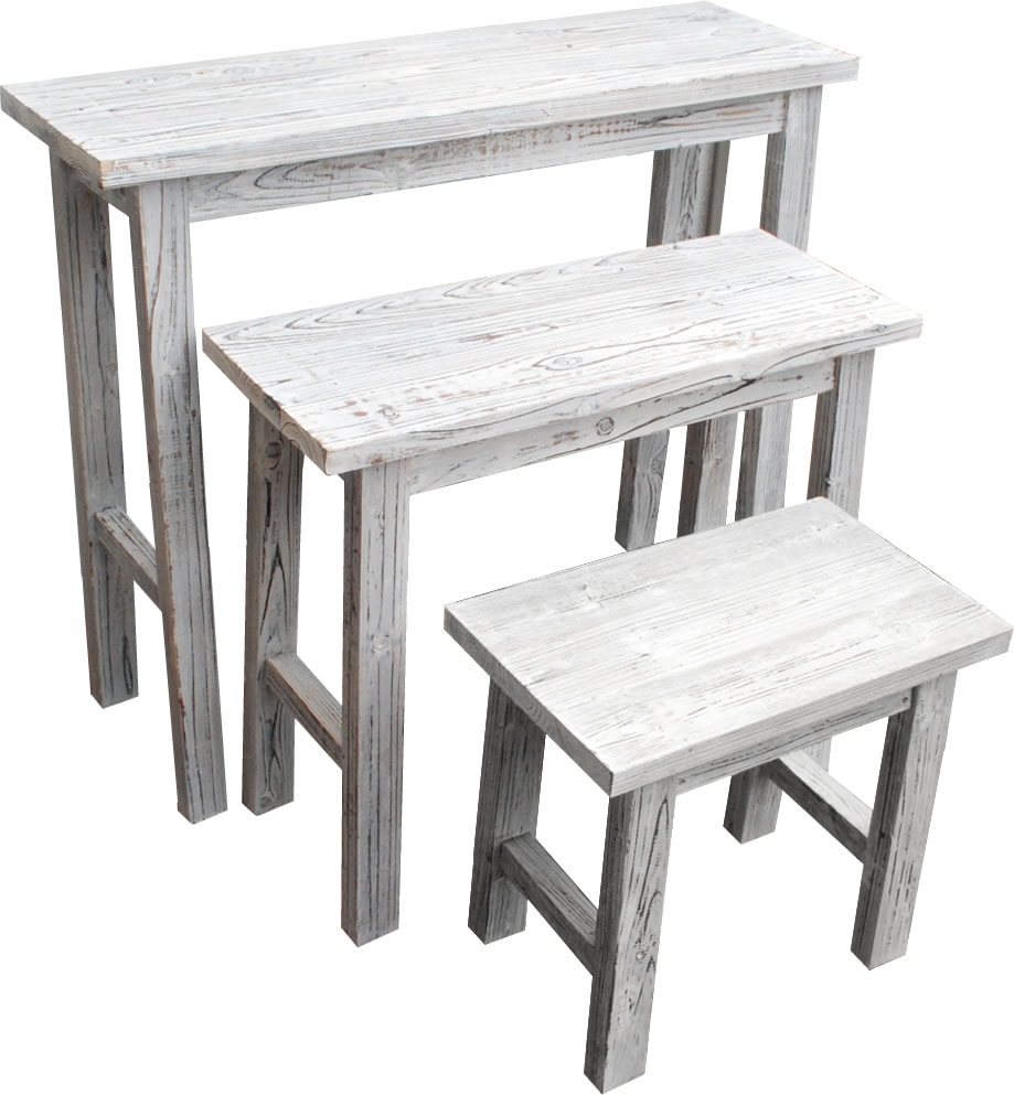 住まいスタイル ホワイトスツール風花台 3点セット YT-406080WW