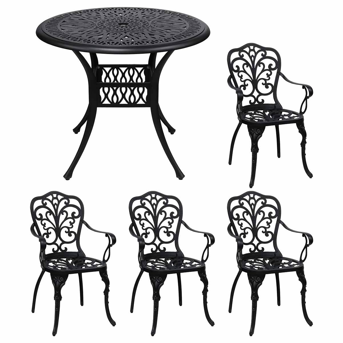 住まいスタイル アルミ製ラウンドテーブル＆チェア5点セット「トルペ」 BKS-RT900-5PS