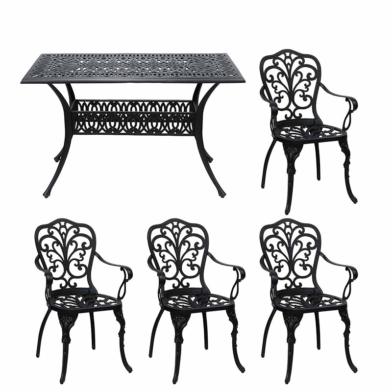 住まいスタイル アルミ製レクタングルテーブル＆チェア5点セット「トルペ」 BKS-RG124-5PS