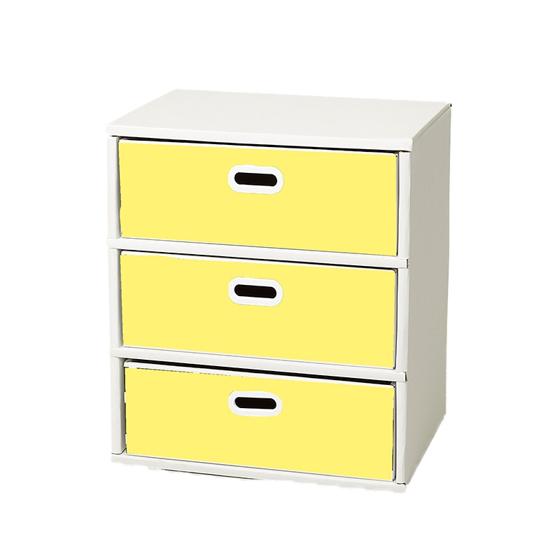 マツダ紙工業 オリジナルチェスト 3段Aタイプ イエロー