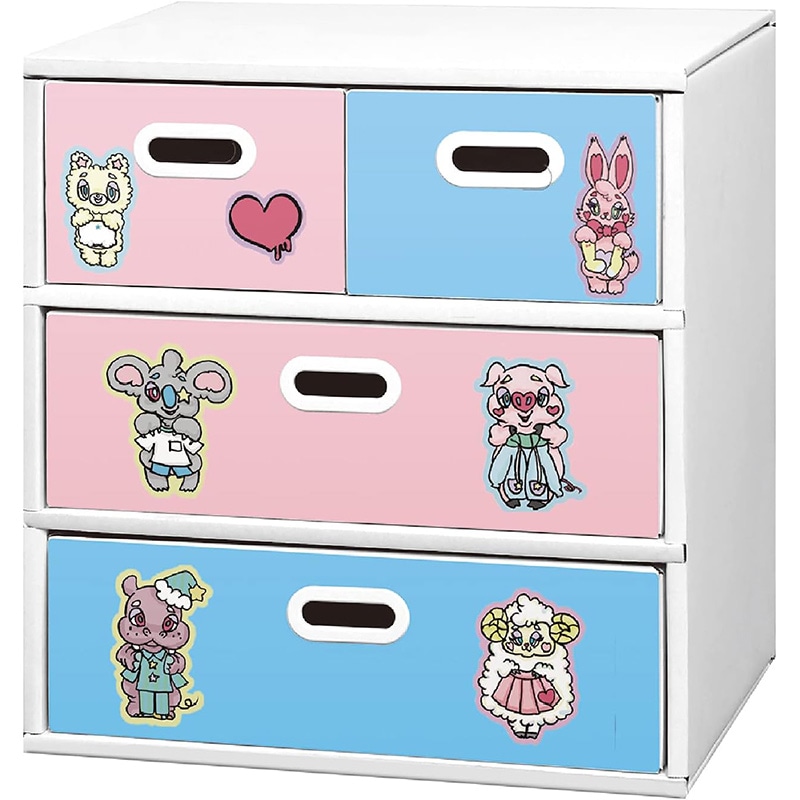 マツダ紙工業 お片付けチェスト 3段 ピンクブルー