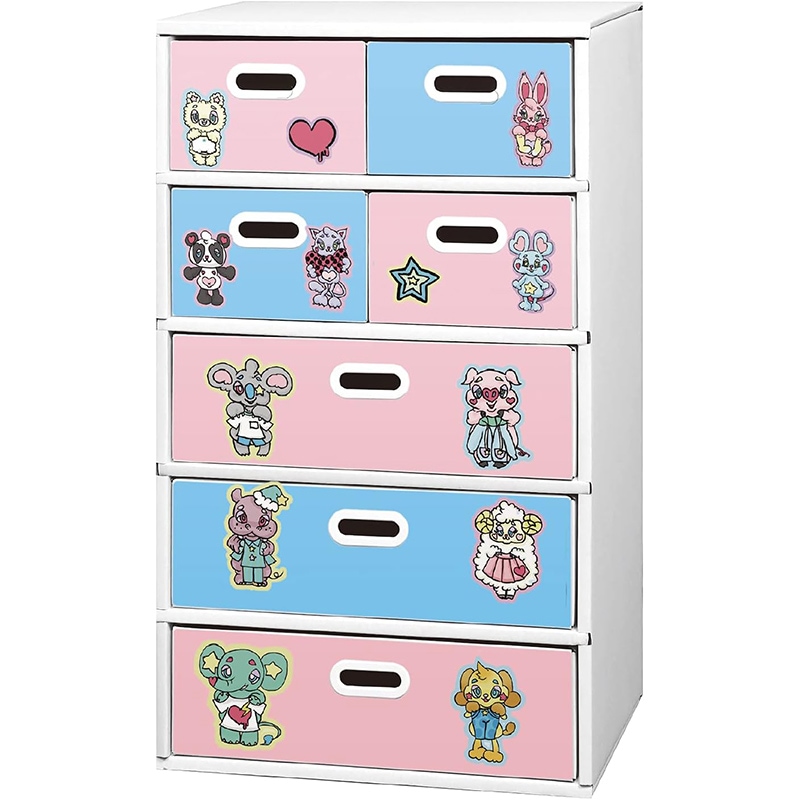 マツダ紙工業 お片付けチェスト 5段 ピンクブルー