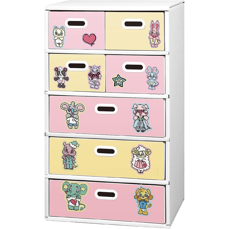 マツダ紙工業 お片付けチェスト 5段 ピンクイエロー