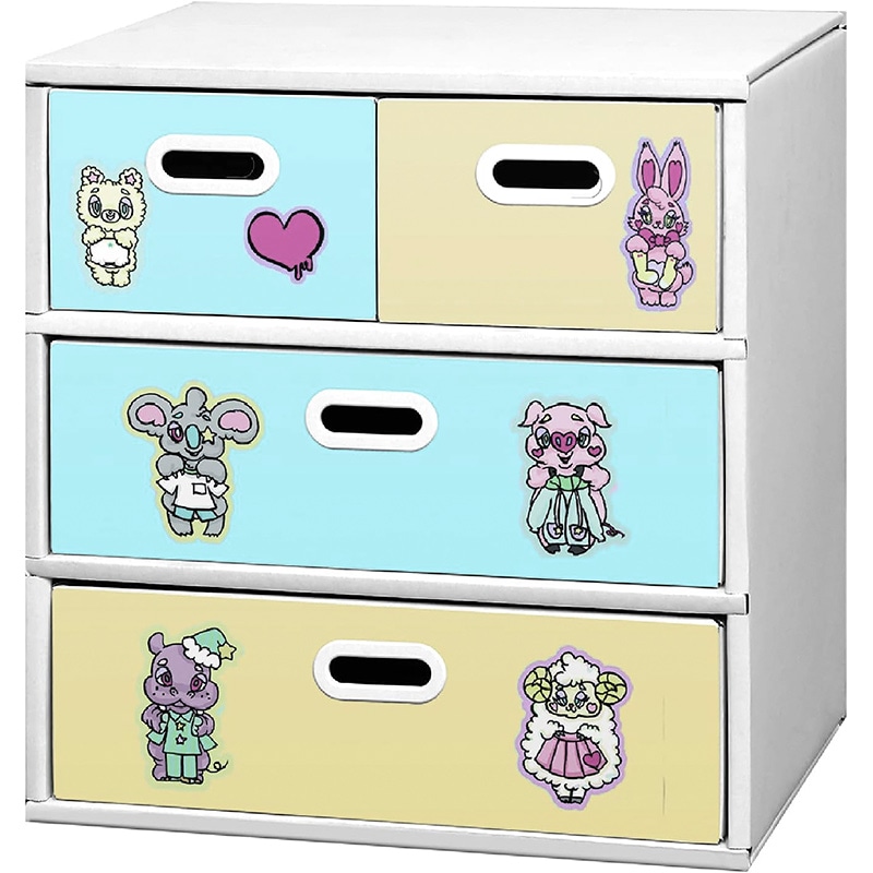 マツダ紙工業 お片付けチェスト 3段 ブルーイエロー