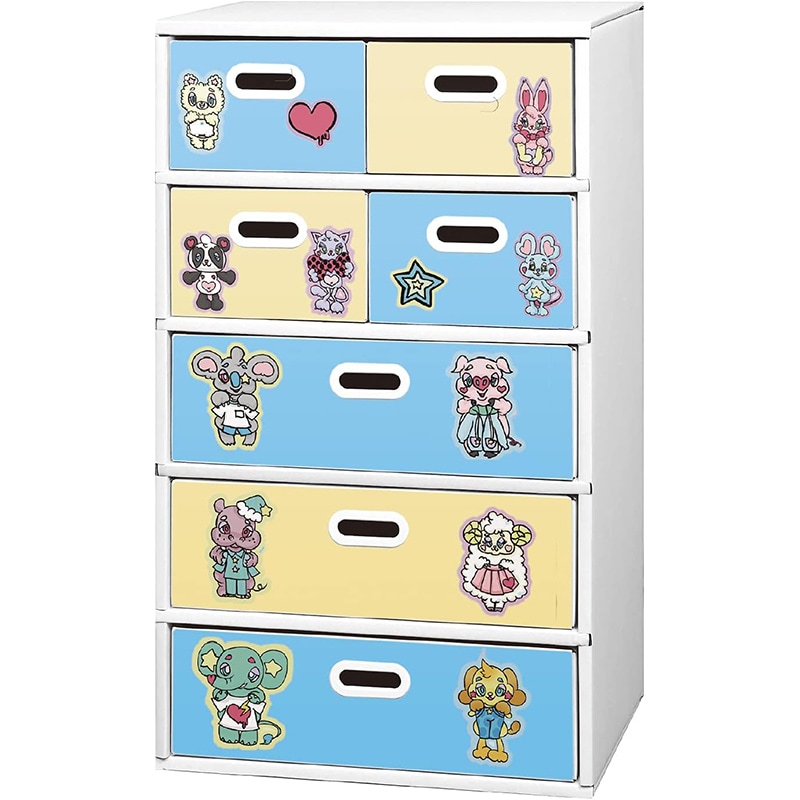 マツダ紙工業 お片付けチェスト 5段 ブルーイエロー