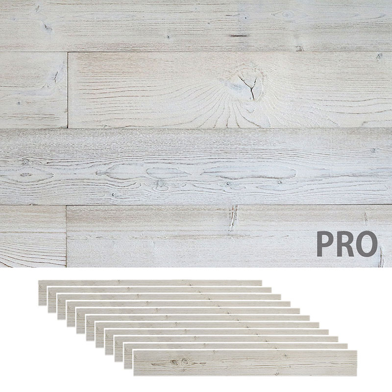 住まいスタイル SOLIDECO -PRO- 壁に貼れる天然木パネル 11枚組(約1.66m2)ホワイトブラッシュ SLDC-11P-P003WHT