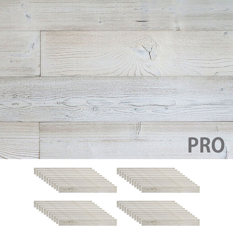 住まいスタイル SOLIDECO -PRO- 壁に貼れる天然木パネル 44枚組(約6.64m2)ホワイトブラッシュ SLDC-44P-P003WHT