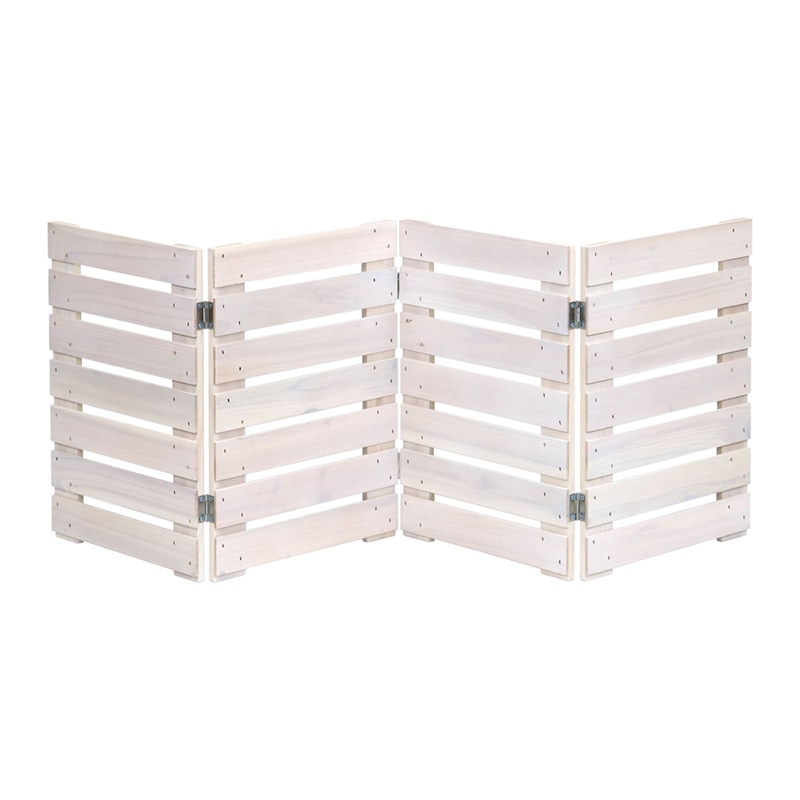 住まいスタイル 折り畳めるウッドミニフェンス 幅120(横ボーダー)1枚組 WF-120YK-WHT