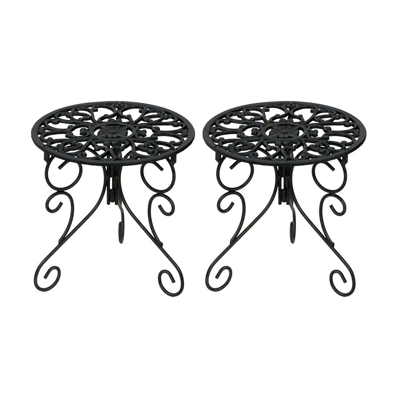 住まいスタイル アイアン製プランタースタンド 脚付き ロータイプ「deacor」(デーコル) 2個セット IF-N0038-2P-BLK