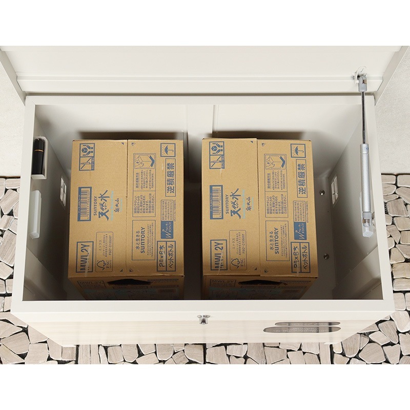 MOJYU モジュ ベンチ収納宅配ボックスPaolaパオラ PBX-097 グレージュ/ホワイト木目