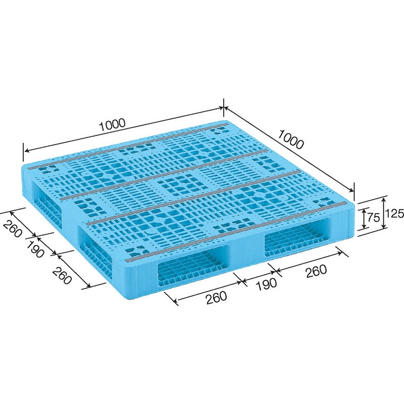 三甲 サンコー プラスチックパレット4方差し両面使用型 R4-1010-2 ライトブルー