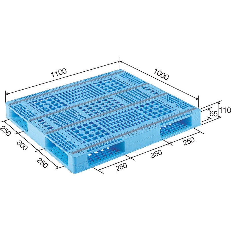 三甲 サンコー プラスチックパレット4方差し両面使用型 R4-1011-2 ライトブルー