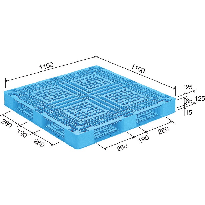 三甲 サンコー プラスチックパレット4方差し片面使用型 D4-1111-4