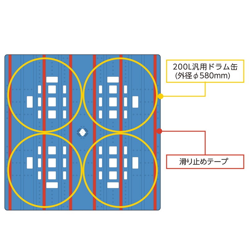三甲 サンコー プラスチックパレット4方差し片面使用型 LX-1212D4 ブルー