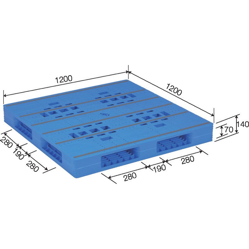 三甲 サンコー プラスチックパレット4方差し両面使用型 LX-1212R4 ブルー