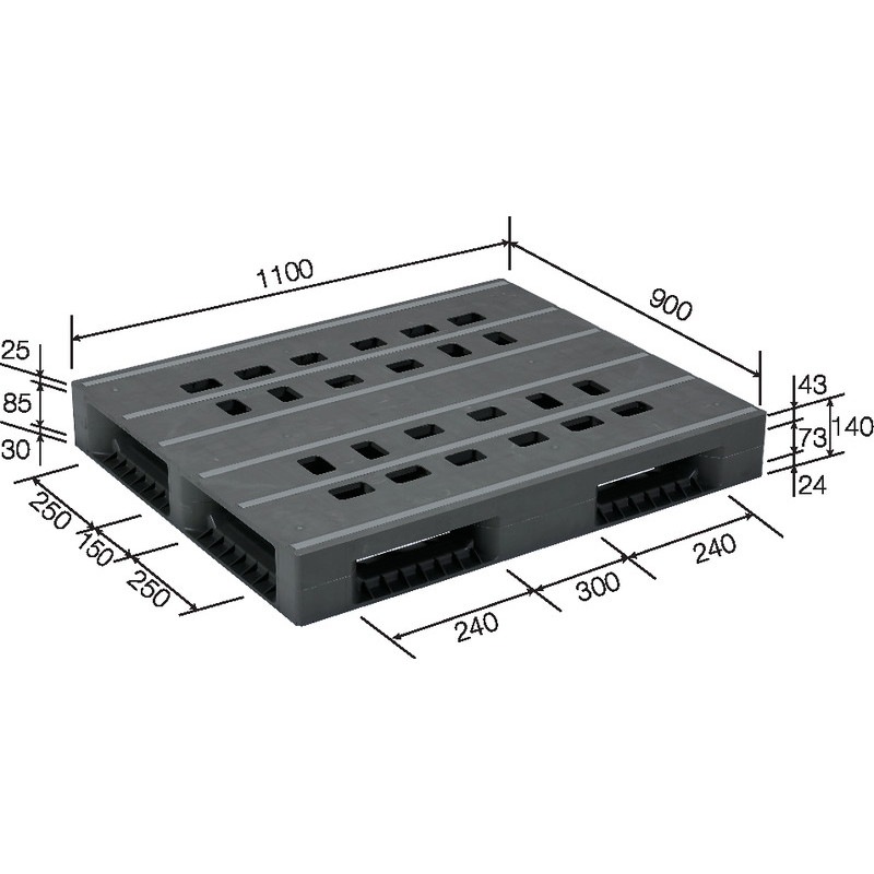 三甲 サンコー プラスチックパレット4方差し片面使用型 LX-911D4-4 グレー