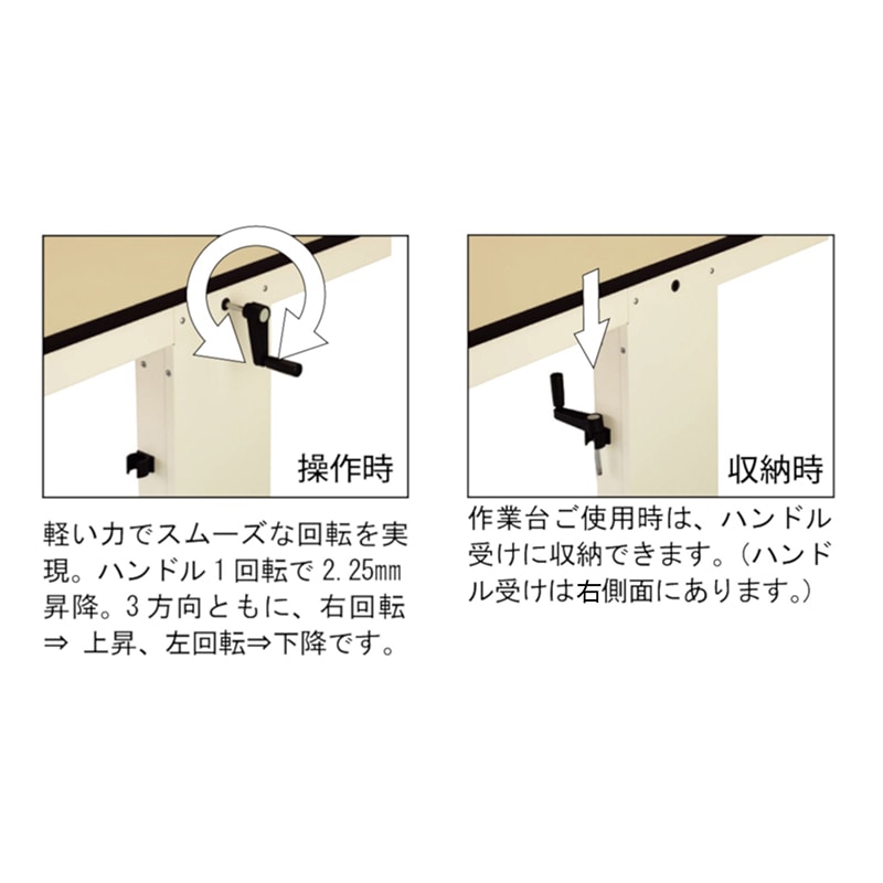 山金工業 ワークテーブル 昇降タイプ ポリエステル天板 幅900×奥行750×高さ715〜1015mm 高さ調節可能 均等耐荷重(停止時)300kg SSP-975A 山金工業 ワークテーブル昇降タイプ 均等耐荷重(停止時300KG／昇降時100KG)
