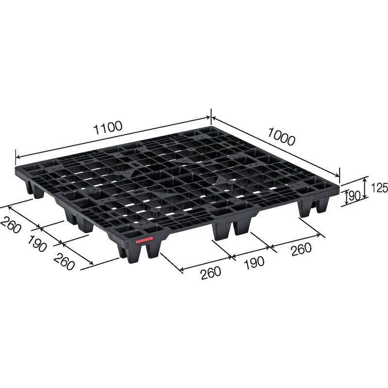 三甲 サンコー プラスチックパレット4方差し単面使用型 SNパレット N4-1011 ブラック