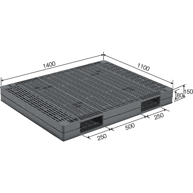 三甲 サンコー プラスチックパレット2方差し両面使用型 R-1114-2 グレー