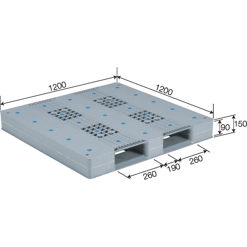 三甲 サンコー プラスチックパレット2方差し片面使用型 D-1212HG ライトグレー