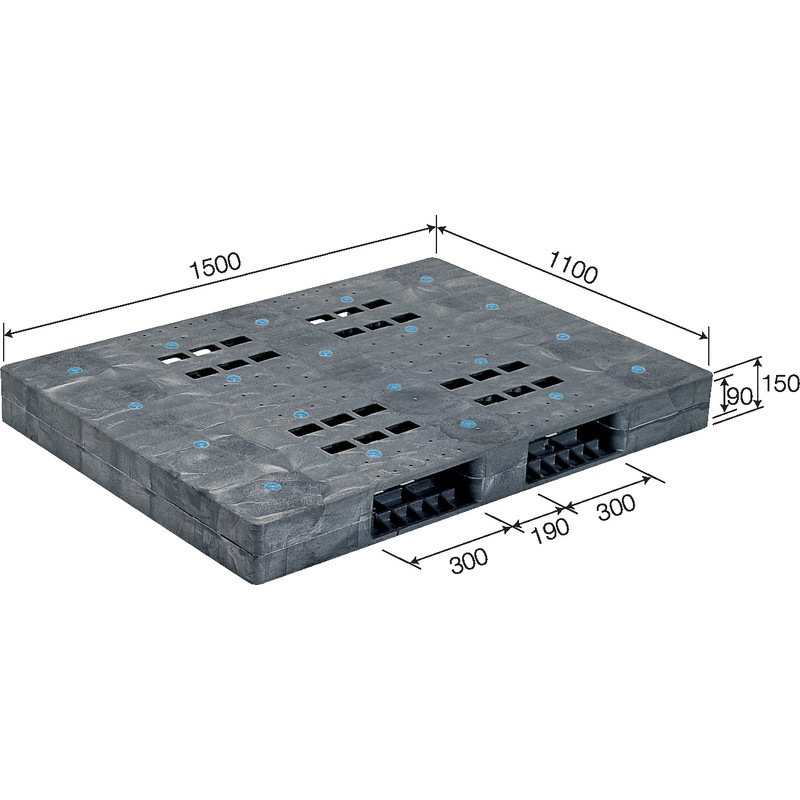 三甲 サンコー プラスチックパレット2方差し両面使用型 R-1115F グレー