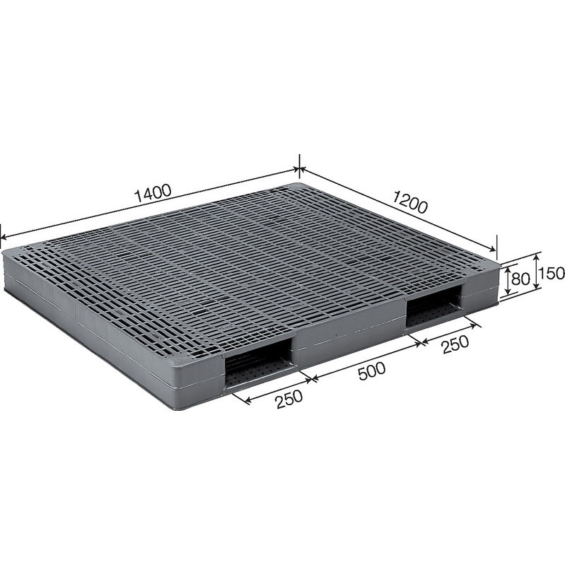 三甲 サンコー プラスチックパレット2方差し両面使用型 R-1214 グレー