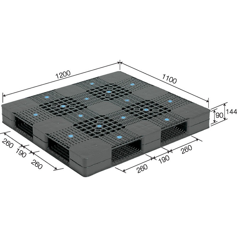 三甲 サンコー プラスチックパレット4方差し片面使用型 D4-1112 グレー