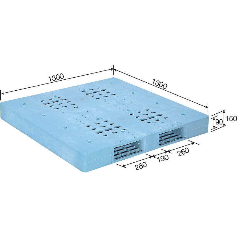 三甲 サンコー プラスチックパレット2方差し両面使用型 R-1313F ライトブルー