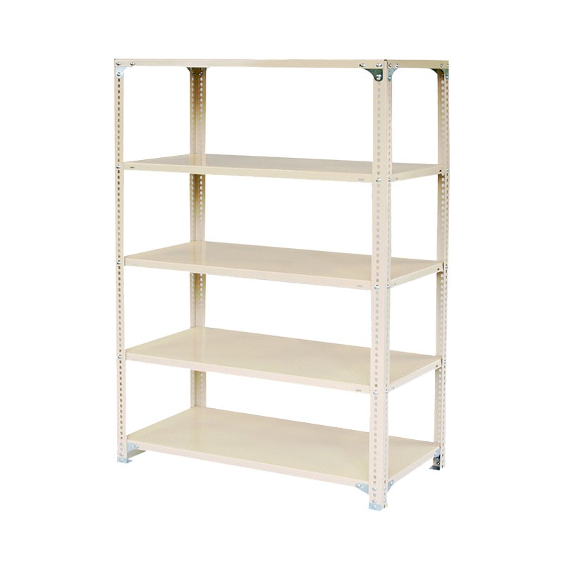 アイボリー スチール棚セット No.2 幅120 奥行45 高さ180cm 天地 5段 耐荷重100kg/段 スチールラック