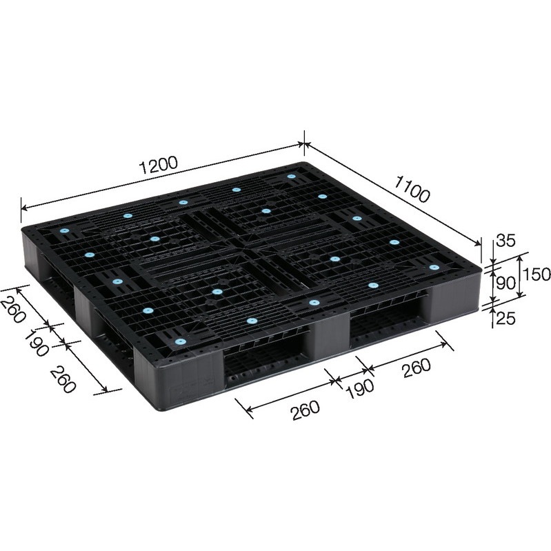 三甲 サンコー プラスチックパレット4方差し片面使用型 D4-1112-2 ブラック