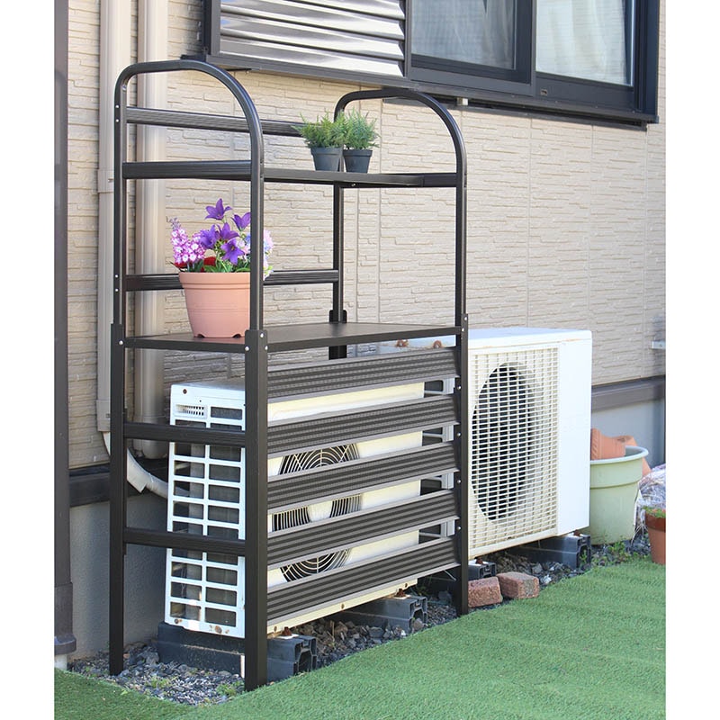 谷村実業 Field Partner アルミ 室外機カバー 棚付き 932 DBR ダークブラウン 3623000467