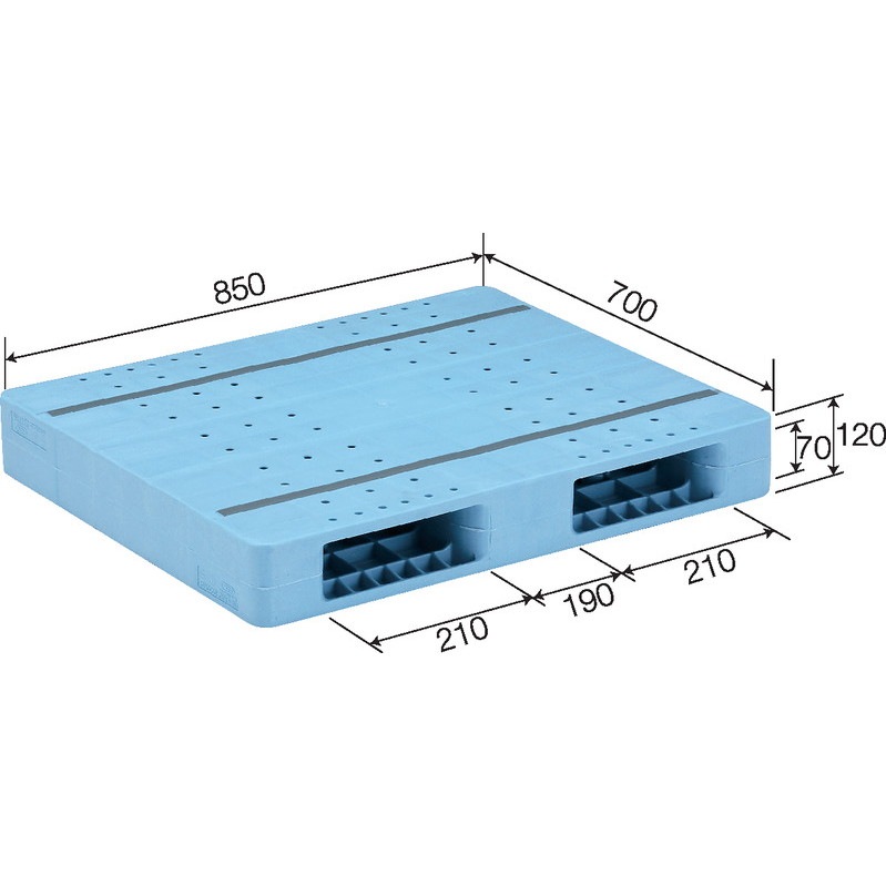 三甲 サンコー プラスチックパレット2方差し両面使用型 R2-070085F ライトブルー