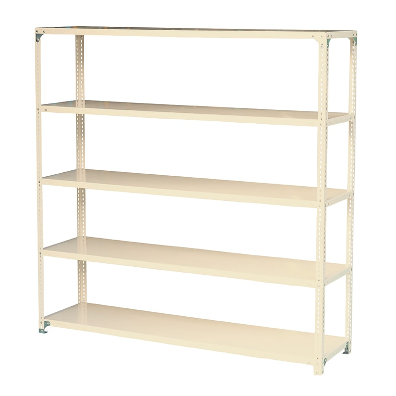 アイボリー スチール棚セット No.4 幅180 奥行45 高さ180cm 天地 5段 耐荷重100kg/段 スチールラック