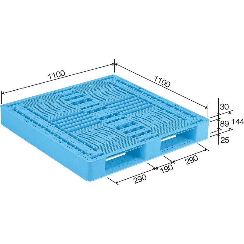 三甲 サンコー プラスチックパレット2方差し片面使用型 D2-1111 ライトブルー
