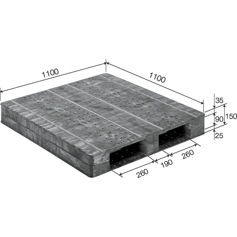 三甲 サンコー プラスチックパレット2方差し片面使用型 D2-1111F-2 グレー