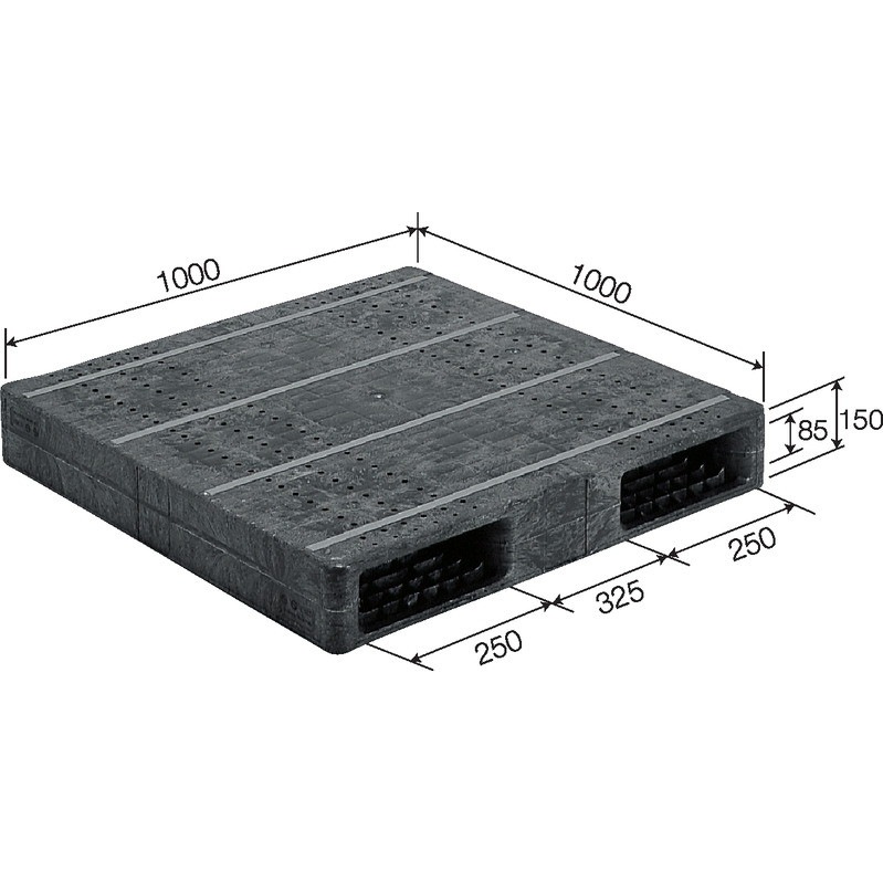 三甲 サンコー プラスチックパレット2方差し両面使用型 R2-1010F-2 グレー
