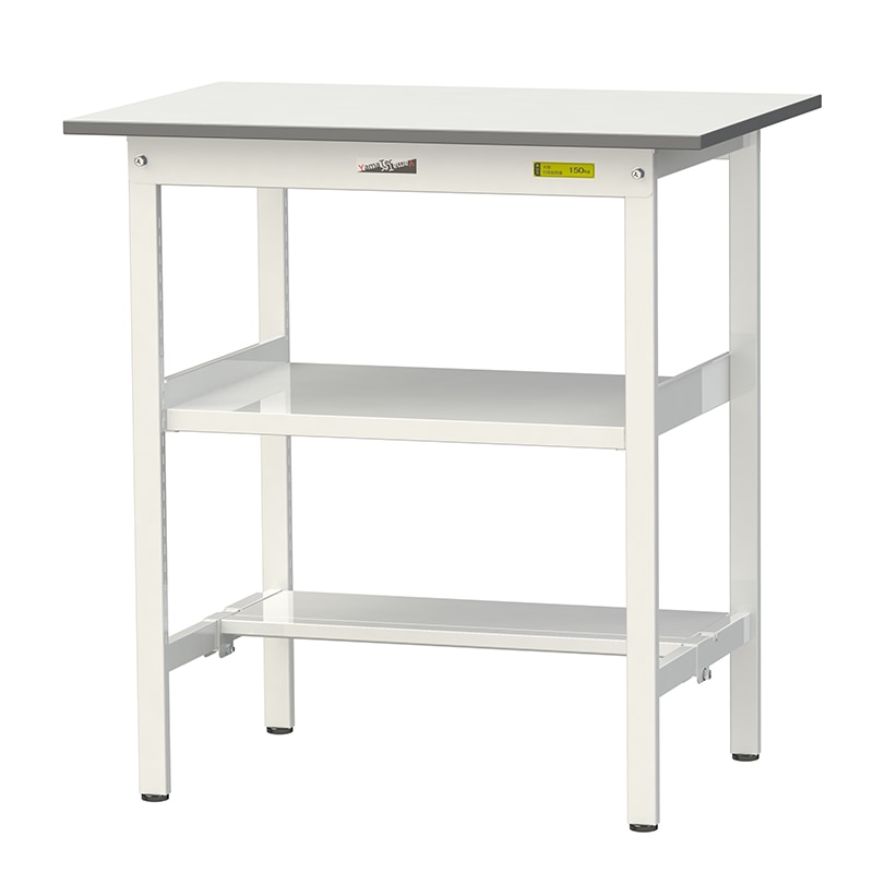 山金工業 ワークテーブル150シリーズ 均等耐荷重150kg 高さ調整タイプ固定式 H900mm~H1200mm 全面棚板付 SUPAH-1275TT-WW 山金工業 ワークテーブル150シリーズ 均等耐荷重150kg 高さ調整タイプ固定